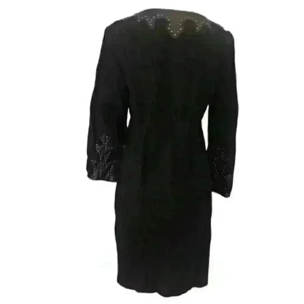 Zadig & Voltaire Dress Black Suede With Leather And Studded Trim- Size L - Picture 10 of 13